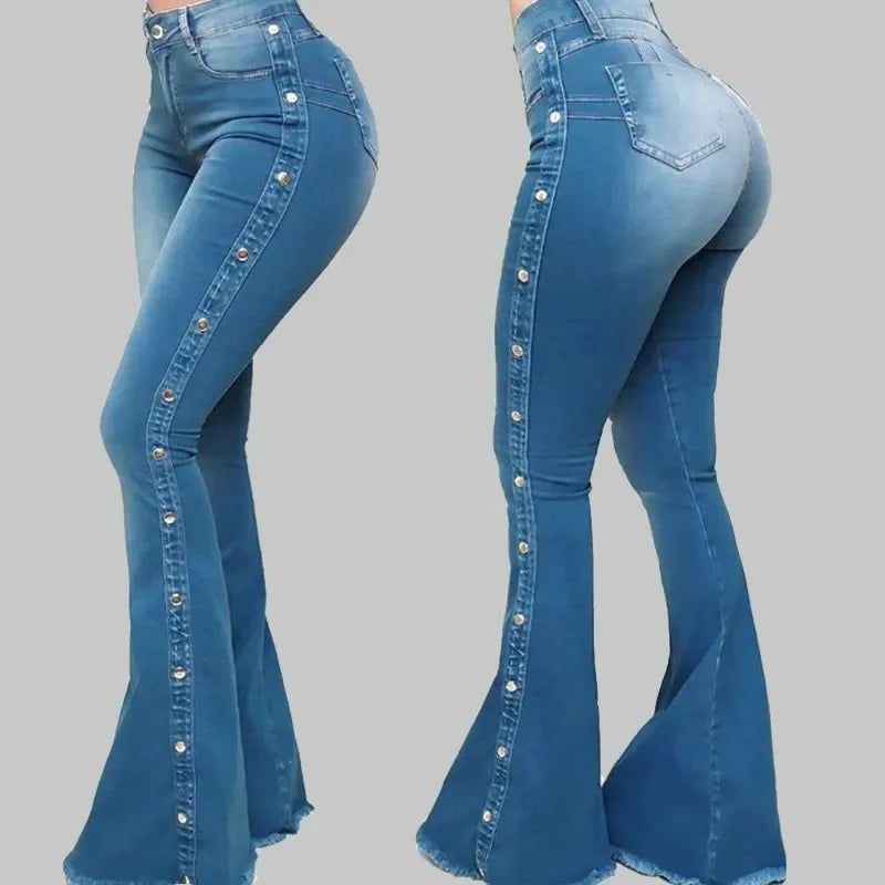 Jeans High Waist Stretch Denim Flare Pants