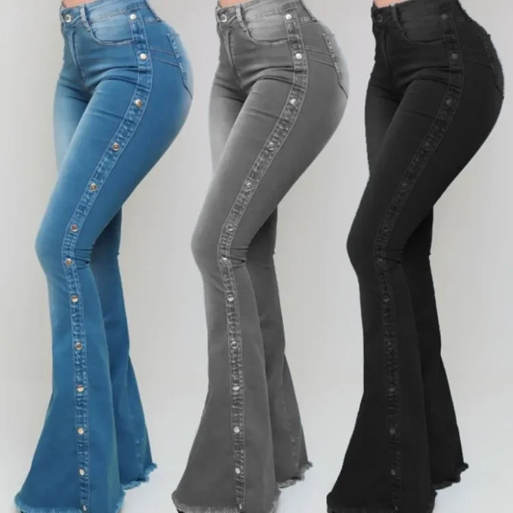 Jeans High Waist Stretch Denim Flare Pants