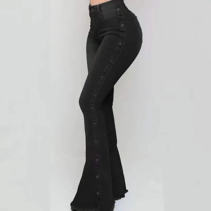 Jeans High Waist Stretch Denim Flare Pants